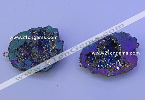 NGC1476 28*35mm - 40*45mm freeform plated druzy agate connectors