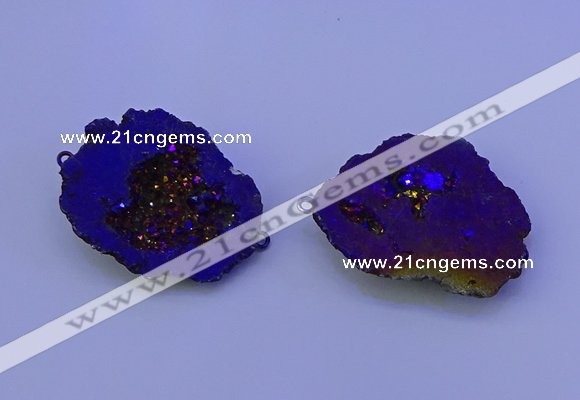 NGC1477 28*35mm - 40*45mm freeform plated druzy agate connectors