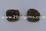 NGC1501 25*25mm square druzy quartz gemstone connectors wholesale