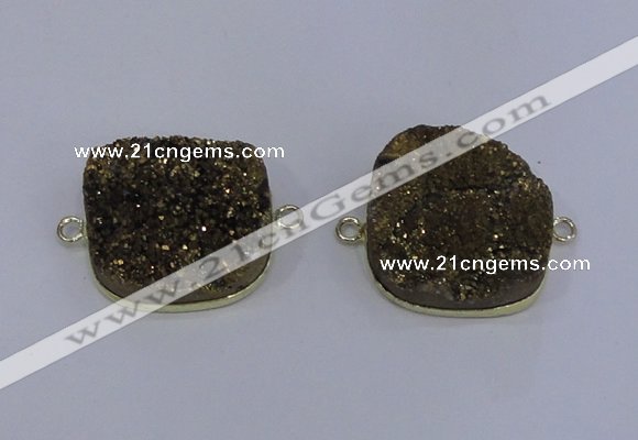 NGC1501 25*25mm square druzy quartz gemstone connectors wholesale