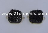 NGC1502 25*25mm square druzy quartz gemstone connectors wholesale