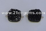 NGC1502 25*25mm square druzy quartz gemstone connectors wholesale