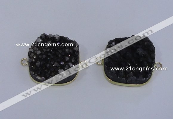 NGC1502 25*25mm square druzy quartz gemstone connectors wholesale