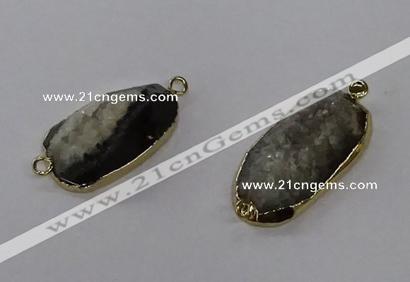 NGC1520 10*25mm - 15*30mm freeform druzy agate connectors