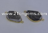 NGC1524 18*28mm freeform druzy quartz gemstone connectors wholesale