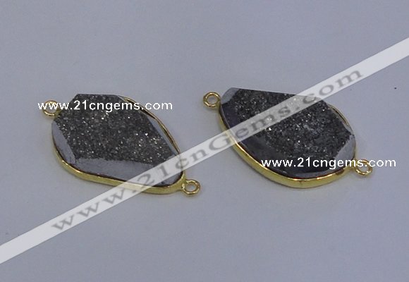 NGC1524 18*28mm freeform druzy quartz gemstone connectors wholesale