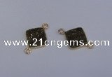 NGC1530 12*12mm diamond druzy quartz gemstone connectors wholesale