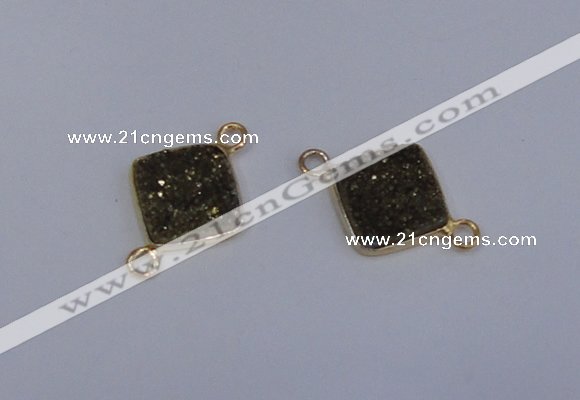 NGC1530 12*12mm diamond druzy quartz gemstone connectors wholesale