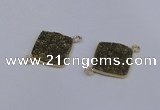 NGC1536 18*18mm diamond druzy quartz gemstone connectors wholesale