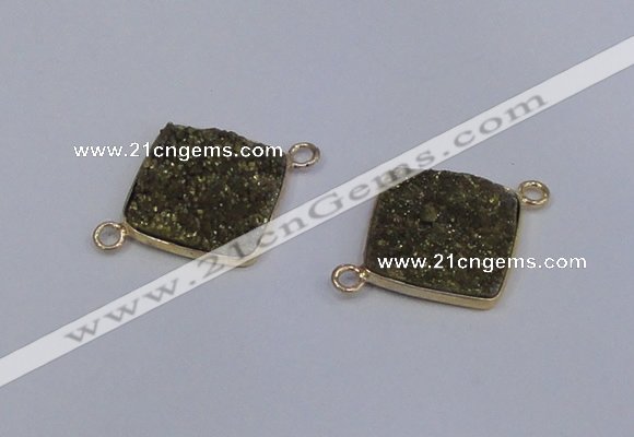 NGC1536 18*18mm diamond druzy quartz gemstone connectors wholesale