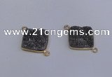 NGC1537 18*18mm diamond druzy quartz gemstone connectors wholesale
