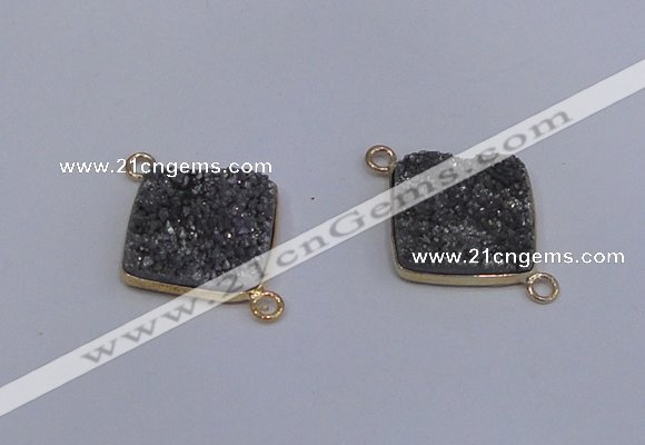 NGC1537 18*18mm diamond druzy quartz gemstone connectors wholesale