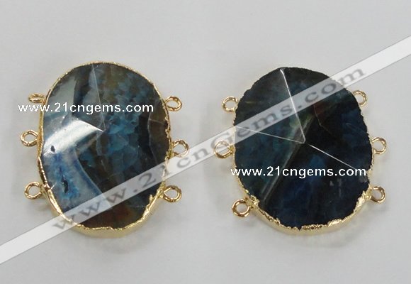 NGC154 30*40mm freeform agate gemstone connectors wholesale