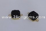 NGC1544 15*15mm square druzy quartz gemstone connectors wholesale