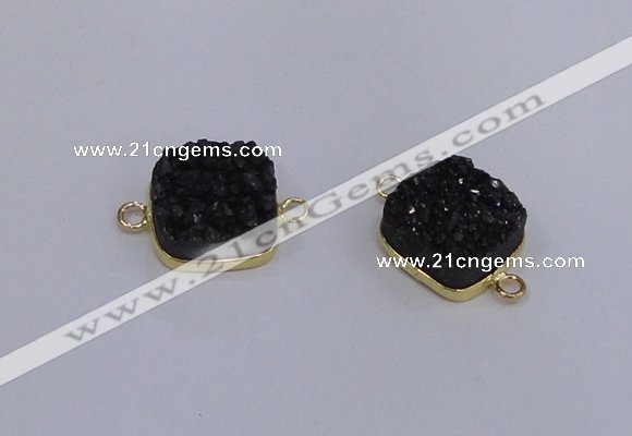 NGC1544 15*15mm square druzy quartz gemstone connectors wholesale