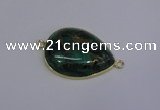 NGC1550 22*30mm teardrop malachite & pyrite gemstone connectors