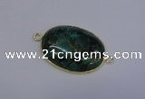 NGC1551 22*30mm oval malachite & pyrite gemstone connectors