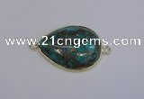 NGC1553 22*30mm teardrop turquoise & pyrite gemstone connectors