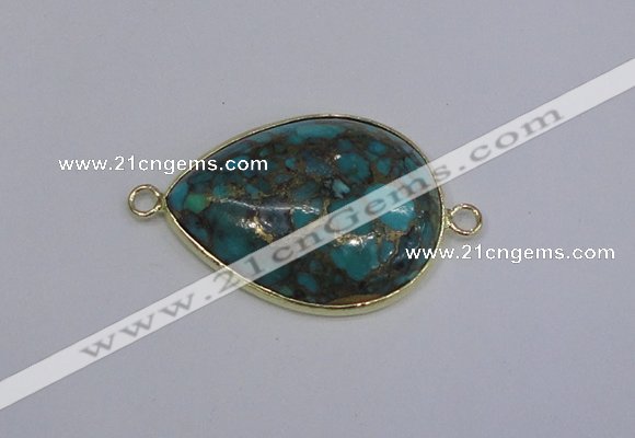 NGC1553 22*30mm teardrop turquoise & pyrite gemstone connectors