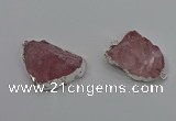 NGC1559 18*25mm - 30*35mm freeform rose quartz connectors