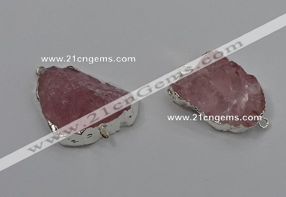 NGC1559 18*25mm - 30*35mm freeform rose quartz connectors