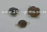 NGC156 14mm - 20mm coin plated druzy agate connectors