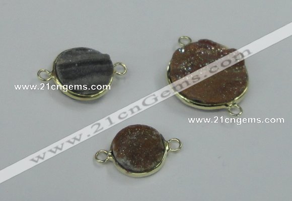 NGC156 14mm - 20mm coin plated druzy agate connectors