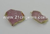 NGC1560 18*25mm - 30*35mm freeform rose quartz connectors