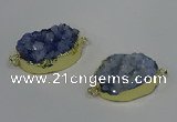 NGC1579 18*25mm - 18*28mm oval druzy quartz connectors wholesale