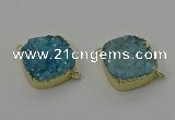 NGC1597 20mm - 22mm diamond druzy quartz connectors wholesale