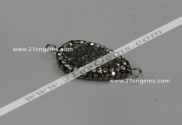 NGC1608 14*23mm flat teardrop plated quartz connectors wholesale