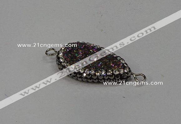 NGC1611 14*23mm flat teardrop plated quartz connectors wholesale
