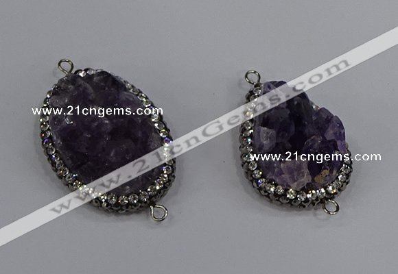 NGC1618 20*30mm - 25*35mm freeform amethyst connectors wholesale