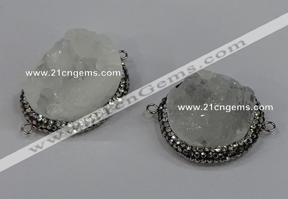 NGC1620 20mm - 28mm flat round druzy quartz connectors wholesale