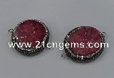 NGC1624 20mm - 28mm flat round druzy quartz connectors wholesale