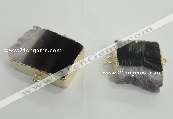 NGC165 20*25mm - 25*35mm freeform druzy amethyst connectors