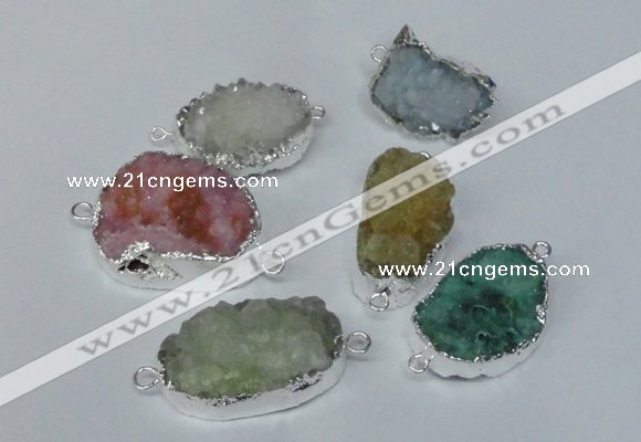 NGC168 20*30mm - 25*35mm freeform plated druzy agate connectors