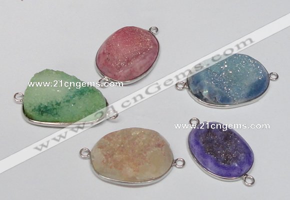 NGC169 20*30mm - 25*35mm freeform plated druzy agate connectors
