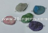 NGC170 20*30mm - 25*35mm freeform plated druzy agate connectors