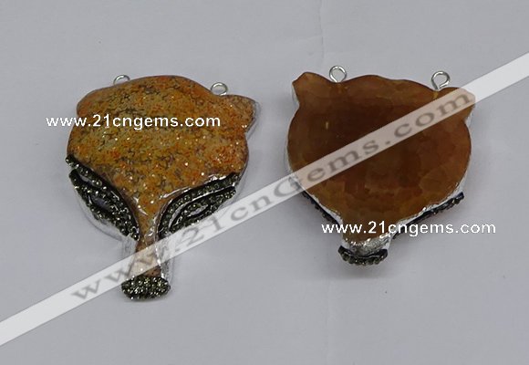 NGC1701 40*55mm - 45*60mm Fox-head agate gemstone connectors