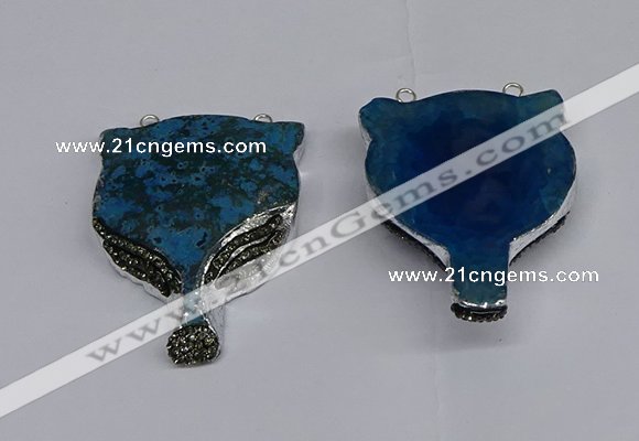 NGC1704 40*55mm - 45*60mm Fox-head agate gemstone connectors