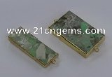 NGC1711 15*30mm - 25*45mm rectangle green gemstone connectors