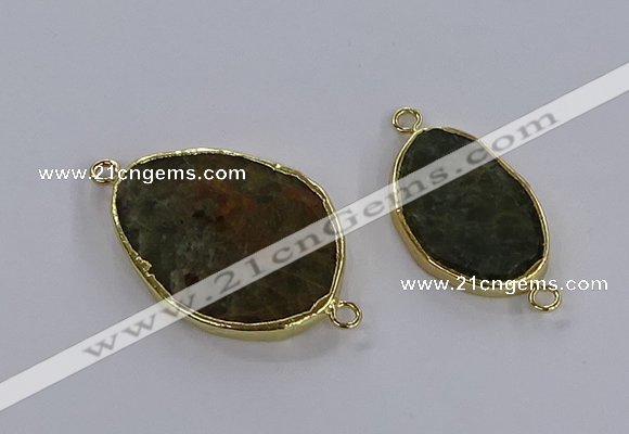 NGC1715 20*30mm - 30*40mm freeform green tourmaline connectors