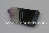 NGC1722 30*45mm - 35*55mm freeform druzy amethyst connectors