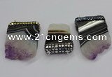 NGC1723 30*45mm - 35*55mm freeform druzy amethyst connectors