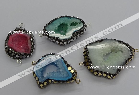 NGC1729 20*30mm - 30*40mm freeform druzy agate connectors