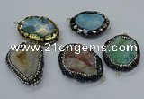 NGC1738 35*45mm - 40*55mm freeform druzy agate connectors