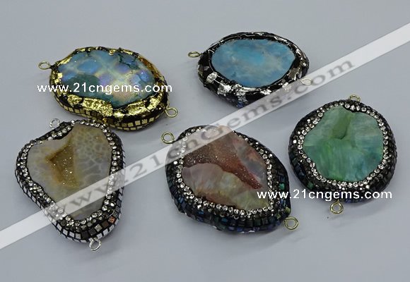 NGC1738 35*45mm - 40*55mm freeform druzy agate connectors