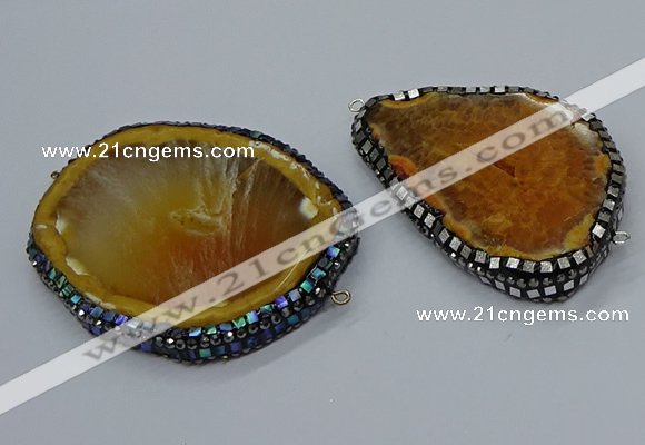 NGC1742 40*55mm - 50*65mm freeform agate gemstone connectors