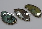 NGC1743 20*60mm - 35*70mm freeform agate gemstone connectors